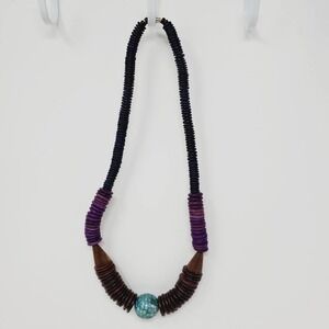 Vintage Natural Wooden Bead Gem Bohemian Fashion Necklace Retro Jewelry